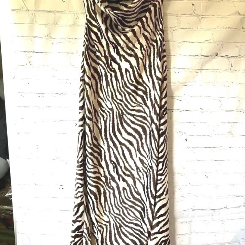 Y2k Satin Strapless Maxi Slip Dress Animal Print size small - Picture 4 of 7